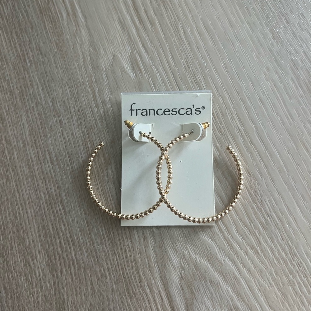 Francesca's Collections Gold Textured Hoop Earrings